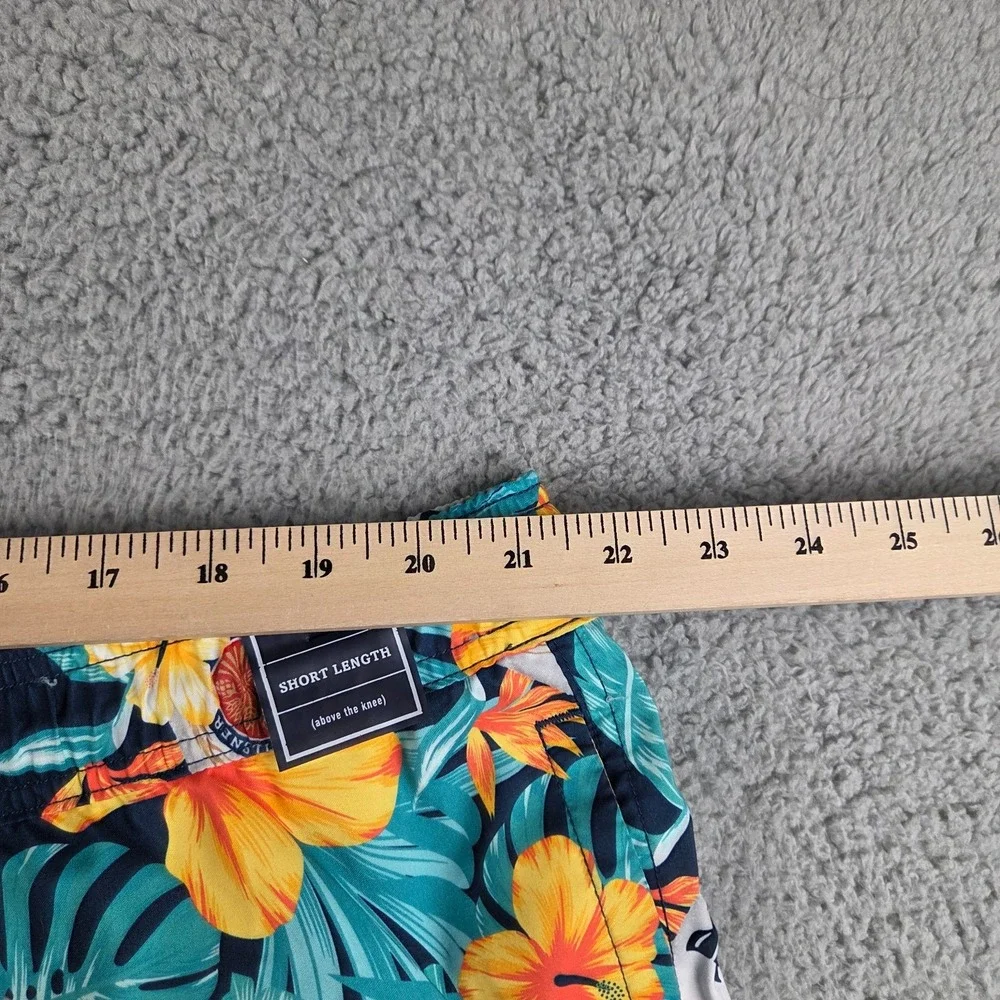 Miller Lite Floral Swim Trunk‎ Shorts Mens 3XLT Green Hawaiian Floral